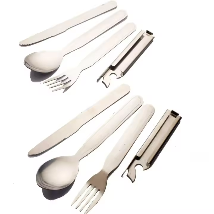 Entersports Juego de Picnic Extra Fuerte de Plata Set de Cubiertos de 3 Piezas para Camping - 1