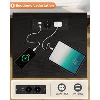 2 Piezas con Iluminación LED, Mesilla Noche con Estación Carga, Puertos USB, 2 Cajones, Mesa Sofá, para Dormitorio, Salón (Negro) - details 1
