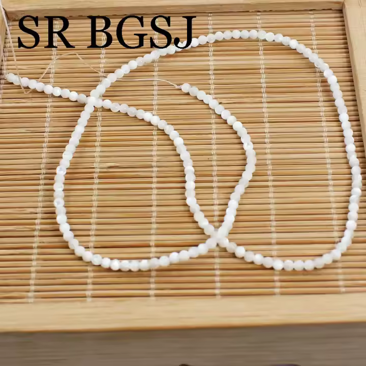 2 4 6 8 10mm DIY joyería de verano redonda Natural gemas de concha blanca fabricación genuina cuentas hebra 15" - 1