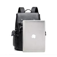 Mochila De Cuero PU sólido para hombre, bolso escolar de alta capacidad, de lujo, a la moda, para viaje de negocios, novedad - details 5