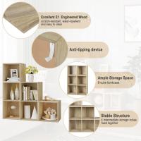 Estanteria Libreria con 6 Compartimentos, Estanteria de Almacenamiento de Madera, para Salon, Estudio y Oficina, Roble Claro, 90x30x90 cm - details 5