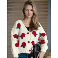 Suéteres de punto elegantes para mujer con cuello en V, flores bonitas, corte holgado, perfecto para citas - details 3