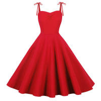 Vestido de fiesta midi sin tirantes de verano para mujer, liso, ajustado, línea A - details 1