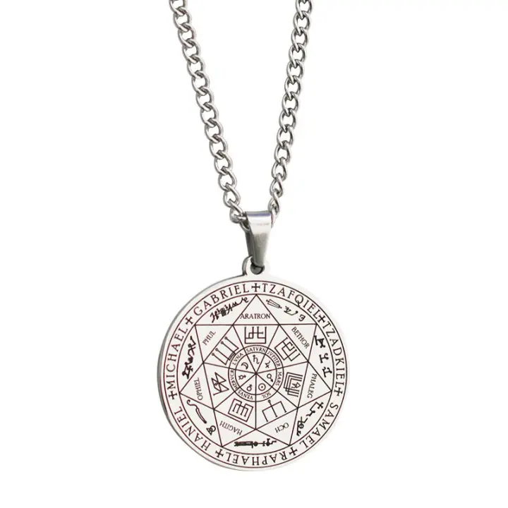 Collar con colgante de pentagrama de Talismán de siete Arcángel de Plata de Ley 925 - 1