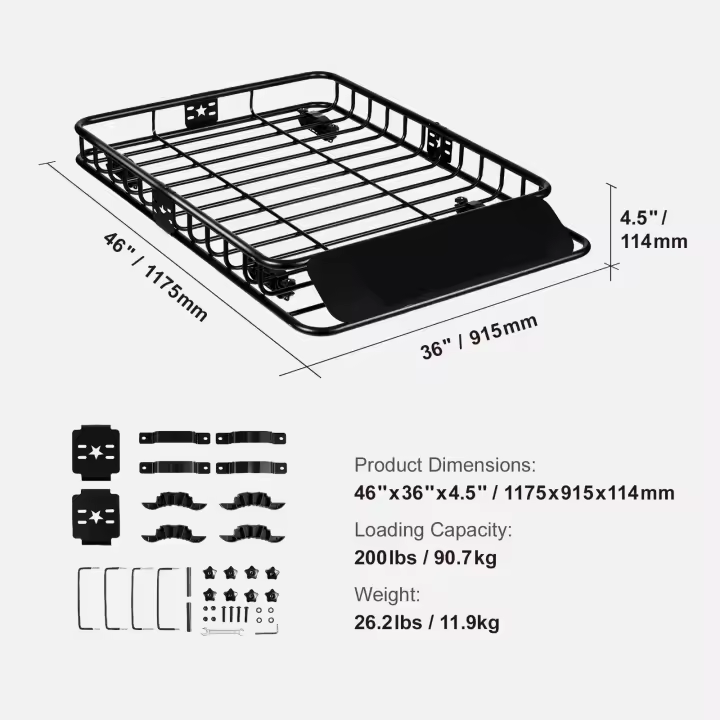 SucceBuy Cesta de carga para portaequipajes, portaequipajes en la azotea con extensión, portaequipajes universal para SUV, camión - 1