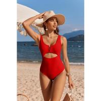 Bañadores de una pieza para mujer, traje de baño con Control de barriga, Monokini de cintura alta con cuello en V, 2024 - details 7
