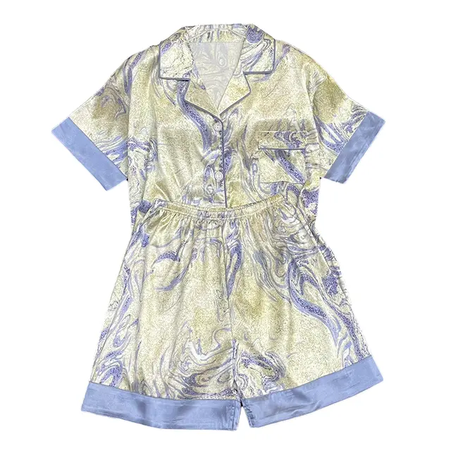 Conjunto de pijama para mujer con estampado de galaxia, hermoso hogar informal, pijama elegante, primavera/verano - 1