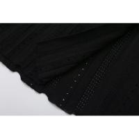 BUNO-Vestido Midi elegante de punto con una hilera de botones, vestidos de retales para mujer, bata de verano para mujer, batas negras y Beige para fiesta de noche - details 13
