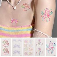 Pegatinas de tatuaje temporal dulces a prueba de agua, pegatina de arte corporal rosa nube INS, calcomanías de tatuaje de maquillaje de mariposa para piernas - details 5