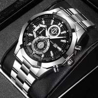 Reloj de cuarzo con banda de acero para negocios, WOKAI de lujo de alta calidad, dorado, con calendario deportivo, resistente al agua, retro - details 6