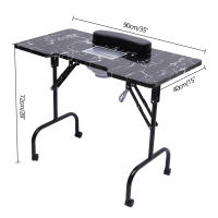 MESA DE MANICURA plegable para salón de belleza, estación de almacenamiento para técnico, escritorio 90x40x72cm/35x15x28 pulgadas, MDF,PVC, hierro, estándar europeo - details 9