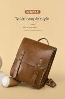 Mochila de piel blanda retro Pu para hombres y mujeres, bolsa de computadora de gran capacidad, mochila universitaria, mochila de cercanías - details 11