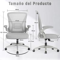 Silla de Oficina Ergonómica Ajustable Respirable, Ajustable, Giratoria de 360°, Reposabrazos Abatibles de 90°, Soporte Lumbar - details 37