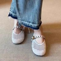 Sandalias Planas Retro Tejidas para Mujer 2025 Cómodas y Ligeras con Hebilla de Metal - details 16