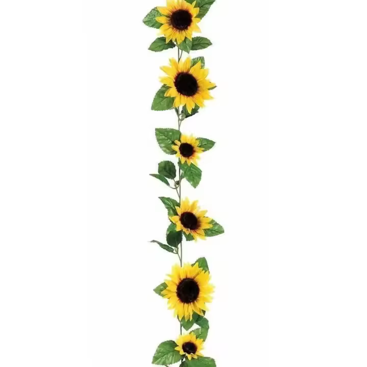 1 Uds. Guirnalda de girasoles amarillos artificiales de 240cm, flor de vid, decoración de arco Floral para boda, seda - 1