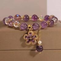 Elegante Pulsera de Amatista Romántica Colgante de Cinco Pétalos de Cristal Retro de Lujo para Mujeres Regalo de Joyería para Novia - details 1