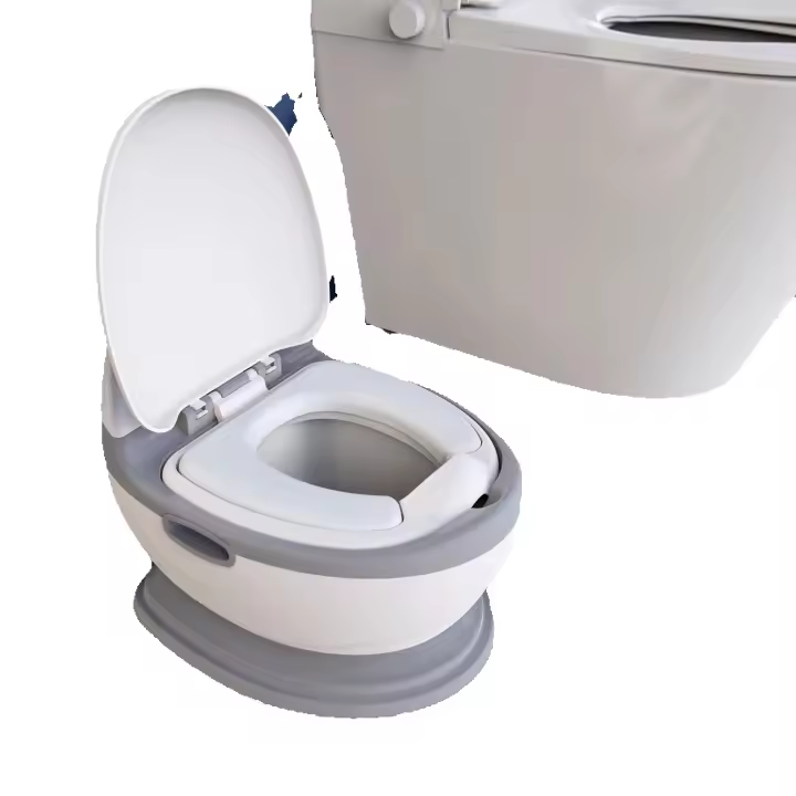 Entrenador de Inodoro para Bebé Tamaño Grande, Sonido de Válvula Realista, Diseño Antideslizante, Guarda Salpicaduras Incorporado, Asiento Suave de PVC Desmontable Limpieza Fácil - 1