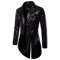 Chaqueta de esmoquin con lentejuelas para hombre, abrigo ajustado con cola - details 5