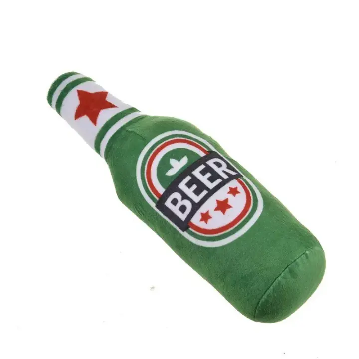 Juguete de Peluche para Perros en Forma de Botella de Cerveza Resistente a Mordiscos, Limpiador de Dientes, Juguete Interactivo para Mascotas - 1