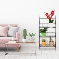 Estantería para Plantas, 3 Baldas, Plegable, Interior y Exterior, Metal, Vintage, 100 x 50 x 25 cm, Negro - details 1
