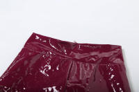BUNO-Conjunto de 2 piezas de cuero PU rojo Sexy para mujer, monos con espalda descubierta y cuello en V profundo, Top + pantalón pitillo de cintura alta con cremallera trasera - details 26