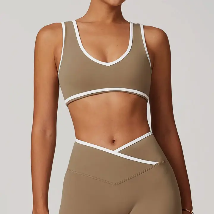 Ropa Interior Deportiva para Mujer Top Push Up, Sujetador de Yoga para Fitness, Rayas de Colores Diversos, Camiseta para Gimnasio - 1