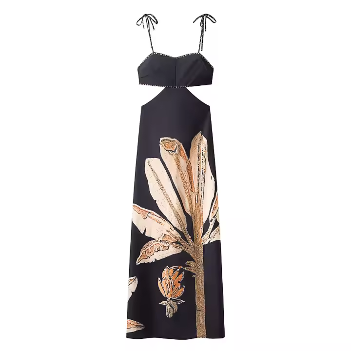 Ropa de mujer europea y americana moda y elegancia temperamento cintura halter vestido de tirantes vestido - 1
