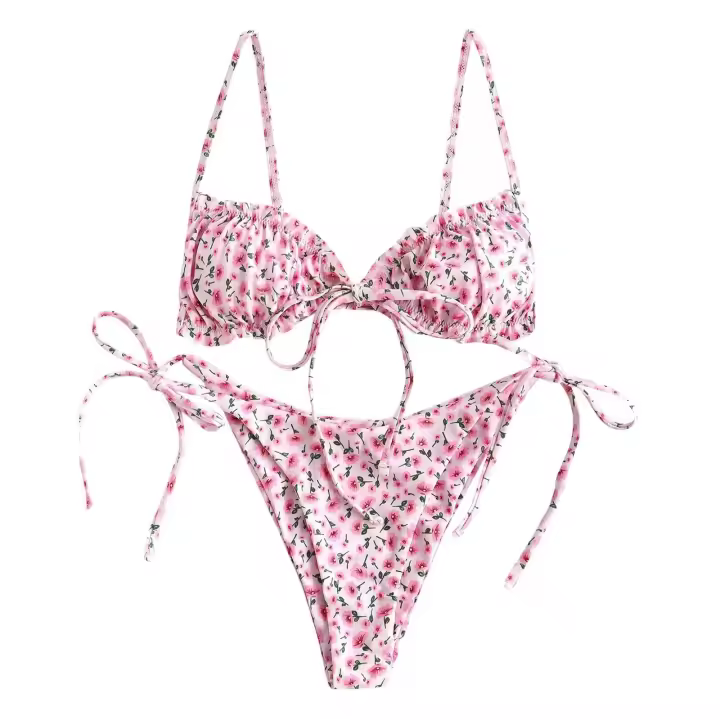 Bikini Bandeau para mujer, traje de baño brasileño, ropa de playa Sexy, traje de baño Push-Up, trajes de baño, pantalones cortos y conjunto de Top corto para adolescentes - 1