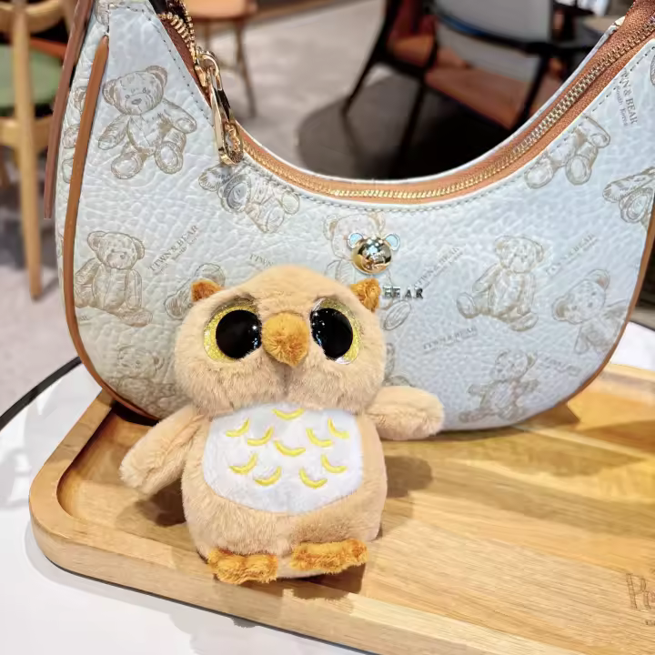 Lindo búho de ojos grandes llavero de felpa muñeca colgante muñeca juguetes de peluche - 1