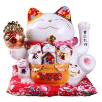 Adorno de Maneki de gato de Beckoning de cerámica de 7 pulgadas, decoración Feng Shui, columpio, A - details 0