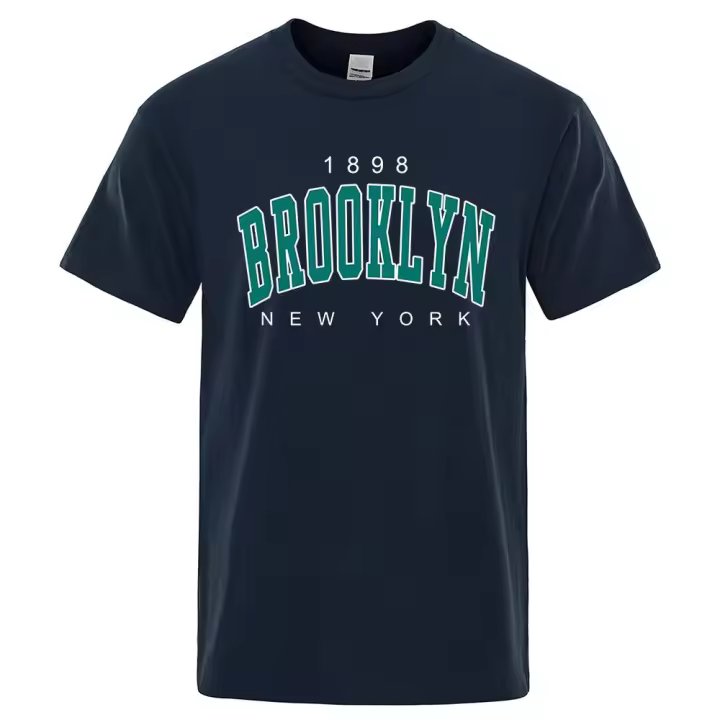 Camiseta de algodón con estampado de Brooklyn para hombre, ropa de calle de alta calidad, de marca, de verano, 1898 - 1