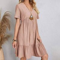 Vestidos de verano para mujer, primavera con cuello en V, mangas cortas, cintura suelta, volantes, campanas, vestidos de vocación - details 11