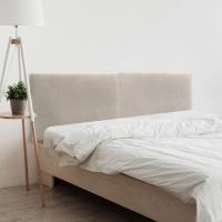 Cabecero de Polipiel o Tela Acualine Liso Dual Dividido en 2 Piezas Tapizado de Alta Gama Cabezal Tapizado Moderno (Tela Beige, 190cm Dual (Camas 180/190)) - details 0