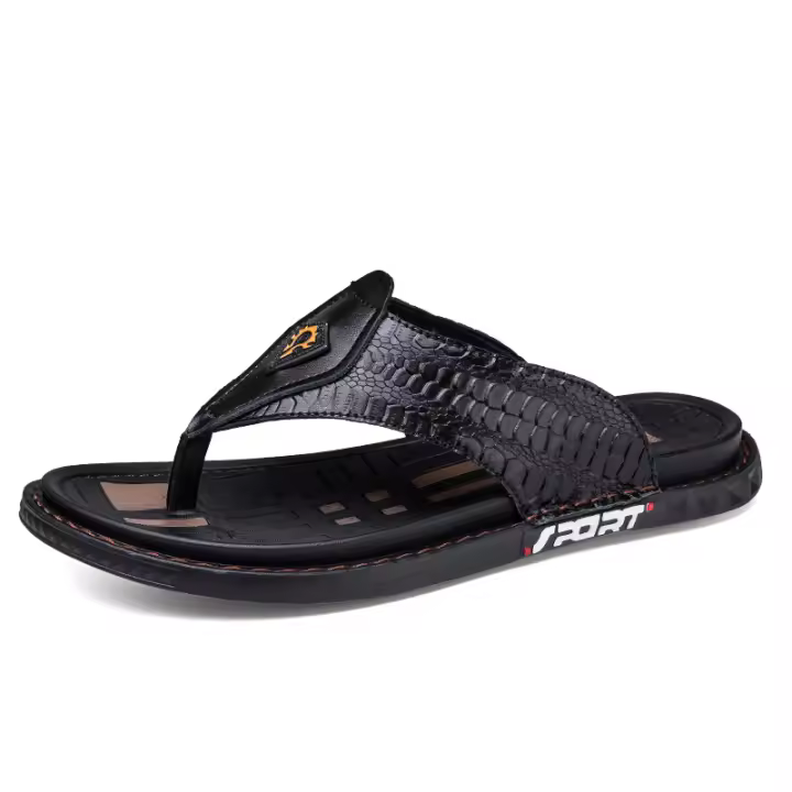 Chanclas informales de piel para hombre, sandalias de playa. - 1
