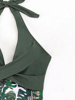Traje de baño de bikini con lazo ajustado y estampado multicolor de una pieza de nuevo estilo para mujer con sensación de alta gama - details 8