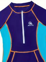 Traje de baño de una pieza con cremallera frontal y bloques de color para niños, para surf, natación y buceo - details 3
