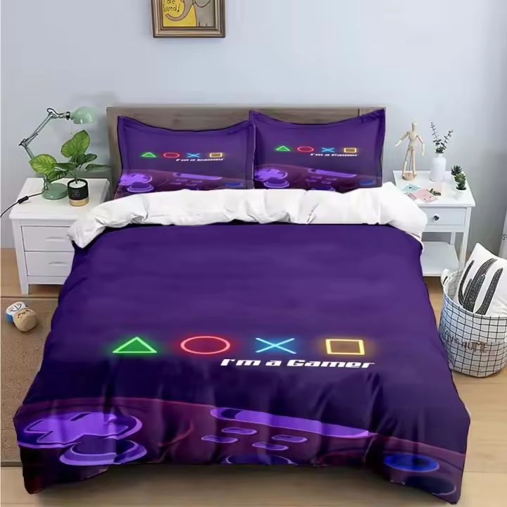 Exquisito Conjunto de Ropa de Cama para Jugador Cubierta de Duvet, Cojín, Funda de Cama - 1