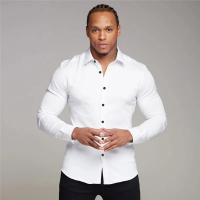 Camisas ajustadas para hombres de negocios juveniles, ropa Formal profesional sin hierro, Color sólido, guapo - details 9
