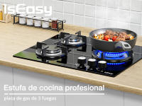 Estufa de Gas de Vidrio Iseasy 3 Quemadores, Protección de Termómetro Automático, Zona de Cocina de Vidrio, Instalación Integrada - details 0