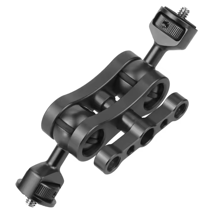 Adaptador de cabeza de bola doble 1/4, brazo mágico, abrazadera de cangrejo, montaje 3/8, Monitor de campo de luz, soporte de cámara, negro - 1