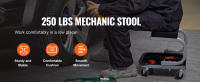 SucceBuy Mechanics Taburete de garaje, capacidad de 250 libras. Asiento resistente tipo creeper con bandeja para herramientas para trabajos debajo del automóvil. Ideal para mecánicos. Ruedas suaves, asiento cómodo. Versátil para garajes y talleres de repa - details 0