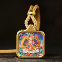 Llevando un pequeño Tangka, Bodhisattva Samantabhadra, Dragón Zhakiram, Gran Colgante del Cielo Negro, Dios Amarillo de la Riqueza, Tara Verde - details 6