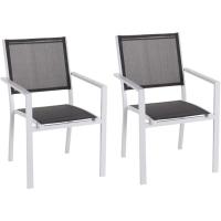 Silla de jardín apilable Deluxe Tailandesa |   De aluminio y textileno |   Tamaño 55x60x86 cm. |   (2, Negro y Marrón) - details 6