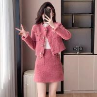 Otoño/Invierno nuevo conjunto elegante de dos piezas: chaqueta y falda de lana elegantes y gruesas, traje de dama sofisticado gran oferta - details 2