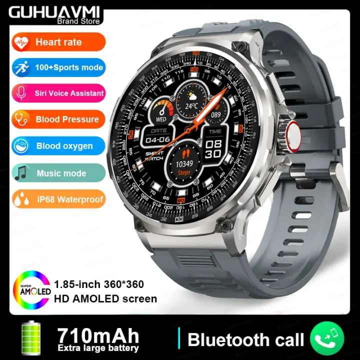 2024 Nuevo Reloj Inteligente con Seguimiento GPS para Exteriores para Hombres, Pantalla AMOLED Ultra HD de 1,85 Pulgadas, Batería de 710 Mah, Relojes inteligentes con Llamadas Bluetooth,Más de 400 relojes inteligentes temáticos, Para Android e Ios - 1