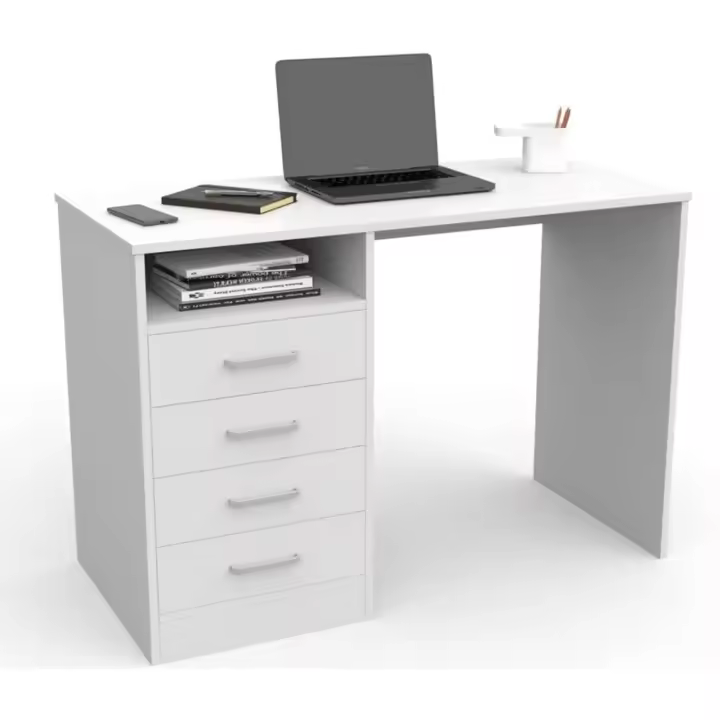 4 Cajones, Mesa de Oficina, Despacho Ordenador, (Blanco) - 1