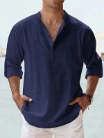 Camisas De Algodón Y Lino Para Hombres Camisas Casuales De Manga Larga Suéter Beach Estilo Hawaiano Para La Playa Y La Vida Diaria - details 6