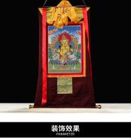 Dios amarillo de la riqueza Thangka, sala de estar, entrada, bordado de Nepal, pintado a mano, estilo Xizang, imagen de pared de la secta tántrica - details 6