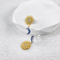 Pendientes de plata, misterioso cielo estrellado, sol, luna, pendientes para mujer, regalos de joyería - details 2