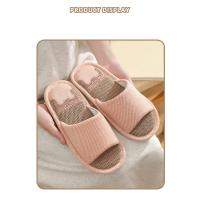 Zapatillas de lino transpirables para hombre y mujer, chanclas antideslizantes para interiores y el hogar, zapatos planos cómodos para la playa - details 3